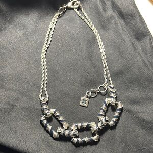 Vintage Liz Claiborne Clover Logo Charm Necklace 90’s Chunky Statement Shiny